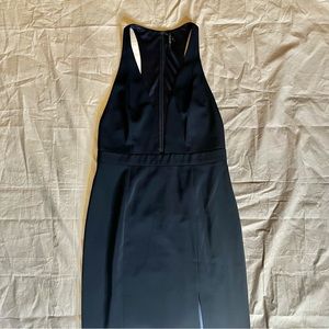Jay Godfrey Navy Deep Plunge Dress with Slit Size 8